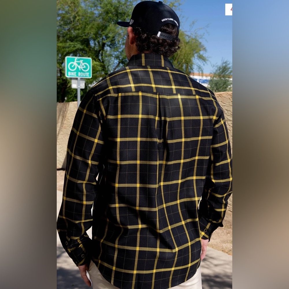 DIXXON “THE MESSENGER FLANNEL” Men's 3XL Black and Yellow Plaid Shirt. NWT - Picture 7 of 8